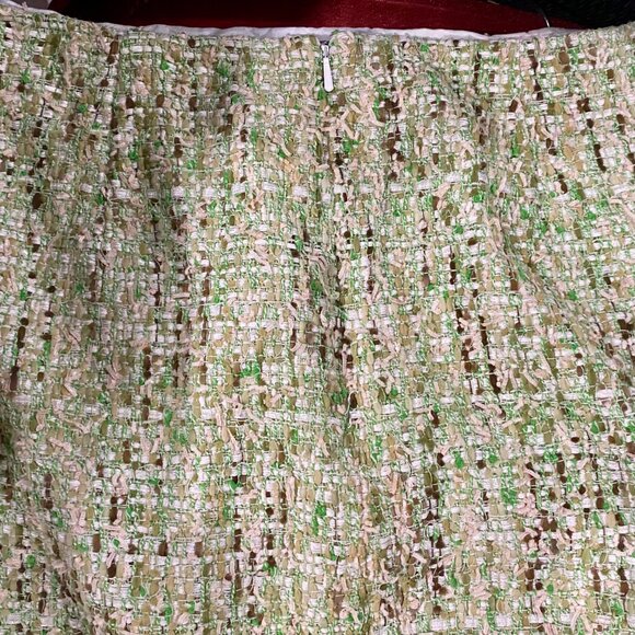 Worth Green Y2K Tweed Preppy Quiet Luxury Boho Green Mini Pencil Lined Skirt 8 - Picture 6 of 10
